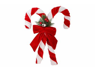 Hanger Candy Canes Rood Wit 23x6,5xh27cm  Fluweel