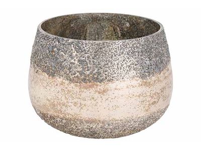 Theelichthouder Antique Matt Koper 12x12 Xh8cm Glas