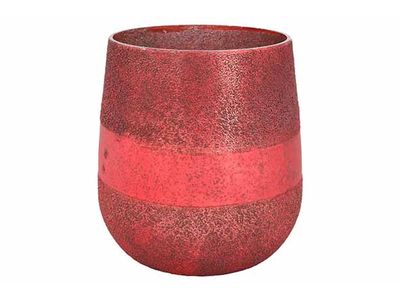 Theelichthouder Antique Matt Rood 15x15x H16cm Glas