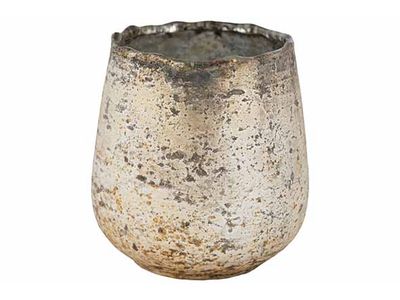 Theelichthouder Antique Matt Creme 8x8xh 8cm Glas