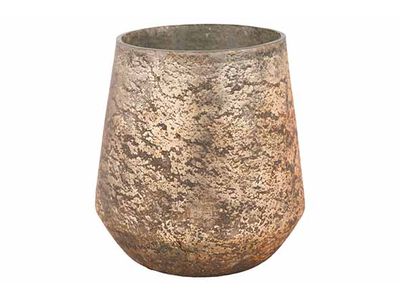 Theelichthouder Antique Matt Goud 11x11x H11cm Glas