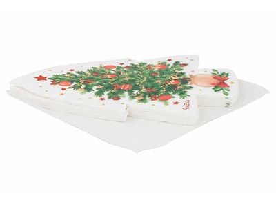 Servetten Xmas Tree Shape 3 Ply Rood Gro En 33x33cm Papier