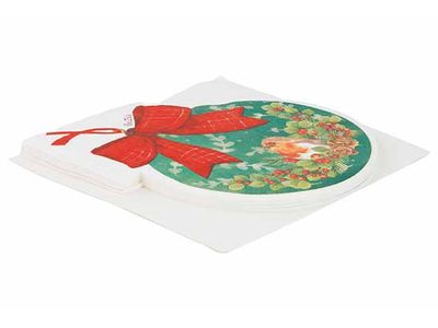 Serviettes Tartan Bird In Xmas Ball 3 Pl Y Vertxh33cm Papier