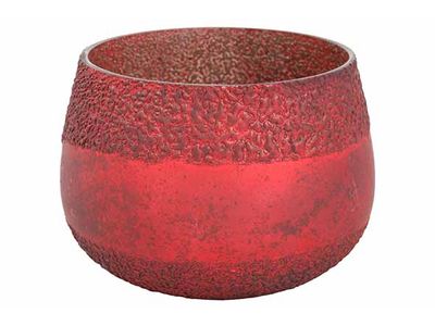 Theelichthouder Antique Matt Rood 12x12x H8cm Glas