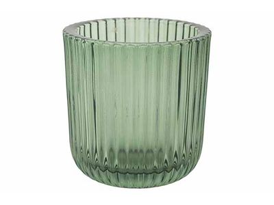 Theelichthouder Ribs Groen 9x9xh9cm Glas 