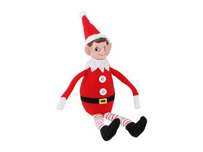 Figuur Elf Rood Wit 15x10xh32cm Textiel 