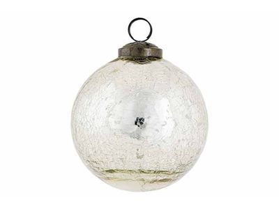 Kerstbal Antique Crack Champagne 10x10x H11cm Glas