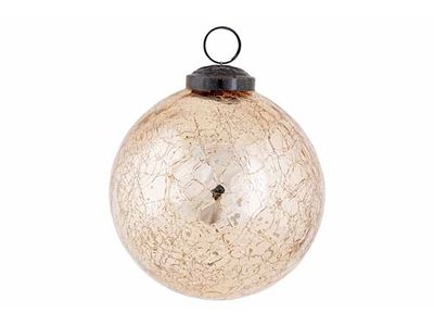 Kerstbal Antique Crack Oud Roze 10x10xh1 1cm Glas