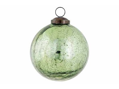 Boule Noel Antique Crack Vert 10x10xh11c M Verre