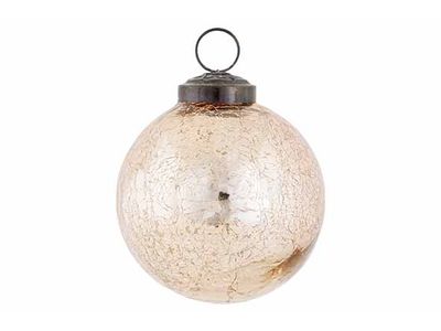 Kerstbal Antique Crack Oud Roze 8x8xh9cm  Glas