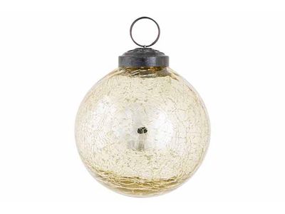 Kerstbal Antique Crack Goud 8x8xh9cm Gla S