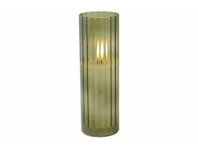 Bougie Led Ribble Vert 5x5xh15cm Verre Excl 2 Piles Aa