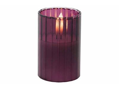 Bougie Led Ribble Violet 5x5xh7,5cm Verr E Excl 1 Pile Cr2032