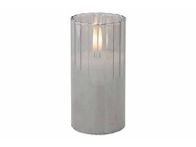 Bougie Led Ribble Gris 5x5xh7,5cm Verre Excl 1 Pile Cr2032