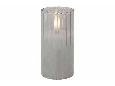 Bougie Led Ribble Gris 5x5xh10cm Verre Excl 1 Pile Cr2032