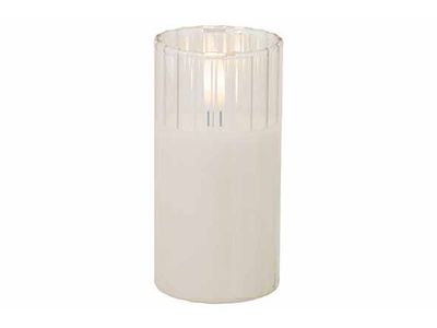 Bougie Led Ribble Creme 5x5xh10cm Verre Excl 1 Pile Cr2032