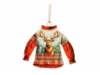 Hanger Vintage Sweater Deer Rood Groen 9 X1xh9cm Ijzer
