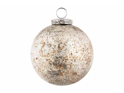 Kerstbal Antique Matt Wit 10x10xh11cm Gl As