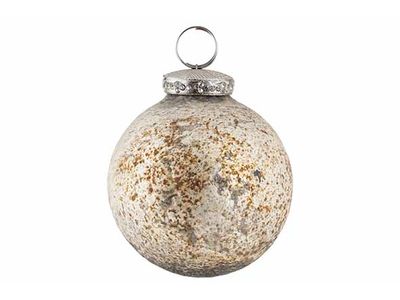 Kerstbal Antique Matt Creme 8x8xh9cm Glas