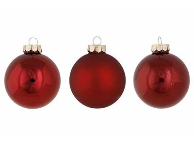 Kerstbal Set12 Shiny Matt Opal Bordeaux D8cm Glas