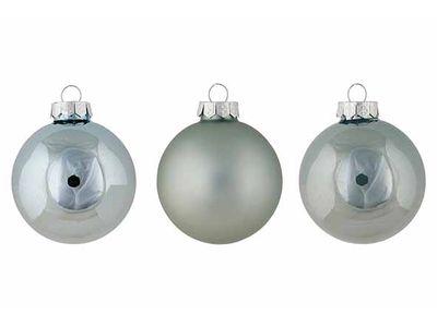 Kerstbal Set12 Shiny Matt Opal Ijsblauw D8cm Glas