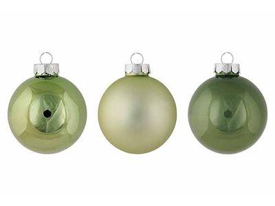 Boule Noel Set12 Shiny Matt Opal Vert Ol Ive D8cm Verre