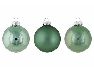 Kerstbal Set12 Shiny Matt Opal Muntgroen  D8cm Glas