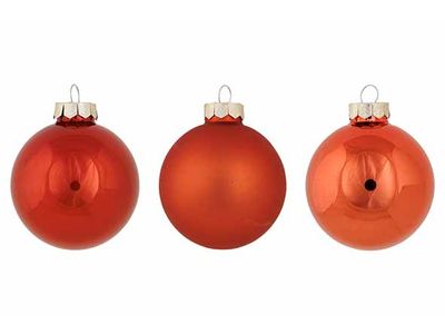 Kerstbal Set12 Shiny Matt Opal Oranje D8 Cm Glas