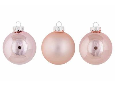 Kerstbal Set12 Shiny Matt Opal Roze D8cm  Glas