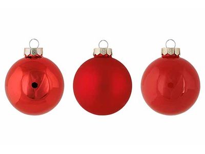 Kerstbal Set12 Shiny Matt Opal Rood D8cm  Glas