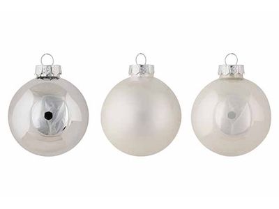 Kerstbal Set12 Shiny Matt Opal Zilver D8 Cm Glas