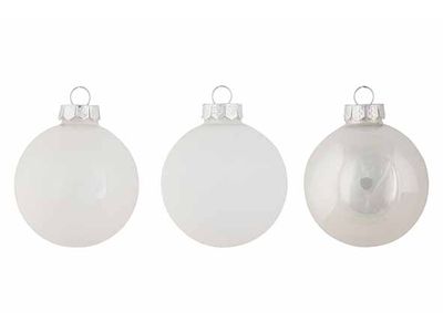 Kerstbal Set12 Shiny Matt Opal Wit D8cm Glas