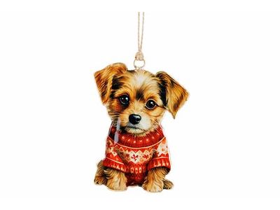 Hanger Vintage Dog Rood Wit 7,5x1xh10,5c M Ijzer