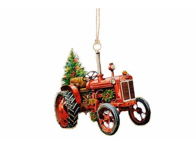 Hanger Vintage Tracktor Rood Groen 10x1x H10cm Ijzer