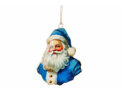 Hanger Vintage Santa Blauw 8x1xh11cm Ijz Er