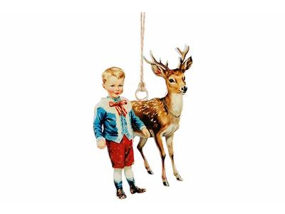 Hanger Vintage Boy And Deer Multikleur 7 X1xh10,5cm Ijzer