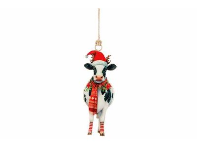 Hanger Vintage Cow Wit Zwart 4x1xh11cm I Jzer