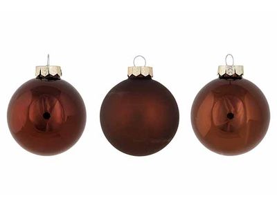 Kerstbal Set24 Shiny Matt Opal Bruin D6c M Glas