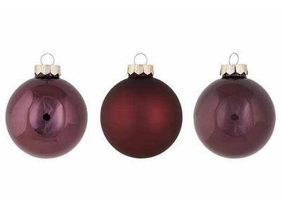 Boule Noel Set24 Shiny Matt Opal Violet D6cm Verre