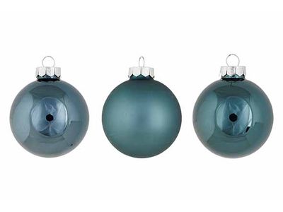 Boule Noel Set24 Shiny Matt Opal Bleu D6 Cm Verre