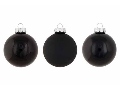 Kerstbal Set12 Shiny Matt Opal Zwart D8c M Glas