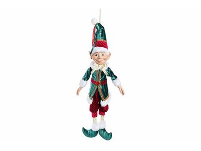 Figuur Elf Sitting Bordeaux Groen 40x10x H70cm Textiel