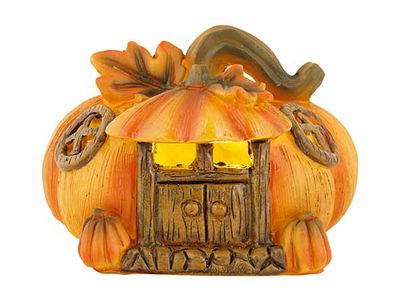 Pompoen Led Light Oranje 11,5x11,5xh8cm  Polyresin Incl 2lr44 Batt