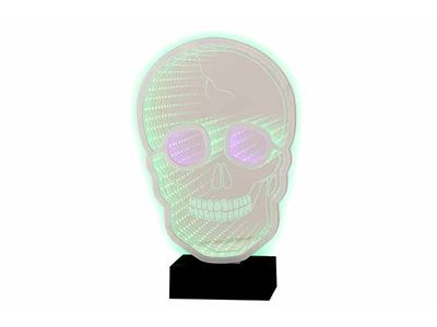 Lumiere Led Skull Vert 17x6xh28cm Acryli Que Excl 2 Piles Aa