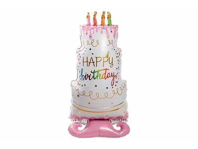 Ballon Birthday Cake Blanc Rose 76xh150c M Film
