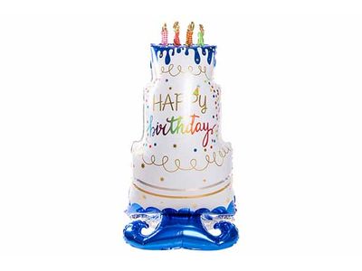 Ballon Birthday Cake Blanc Bleu 76xh150c M Film