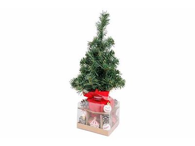 Kerstboom Incl 27pcs Decoration Rood 20x 20xh46cm Kunststof