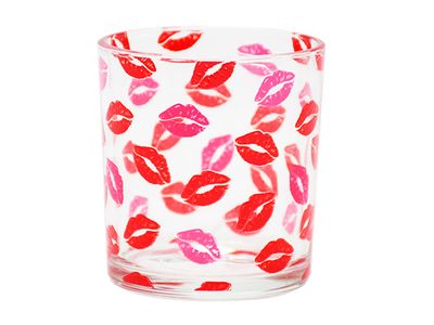 Theelichthouder Red Lips Transparant 7x7 Xh8cm Andere Glas