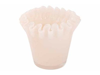 Theelichthouder Folded Creme 9x9xh9,5cm Rond Glas