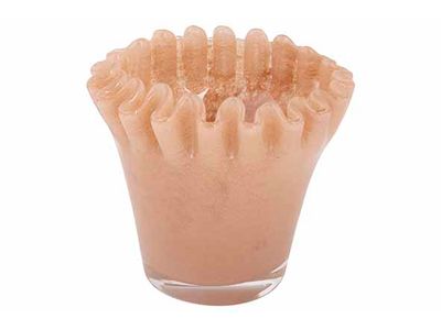 Theelichthouder Folded Oud Roze 9x9xh9,5 Cm Rond Glas